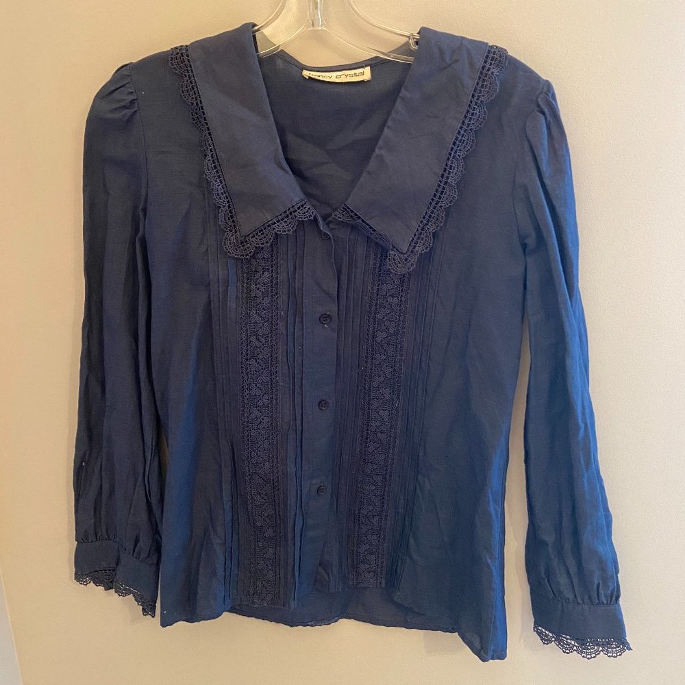 Vintage Blue Linen Top